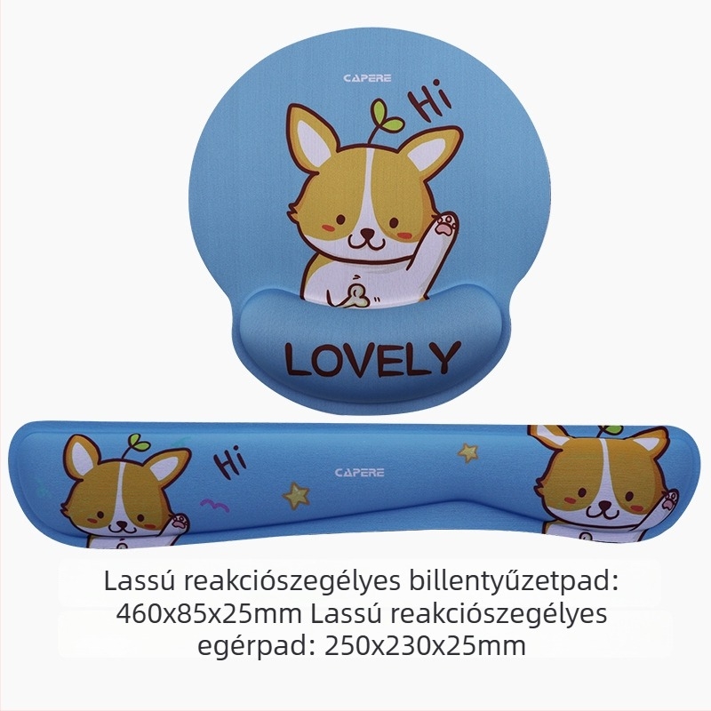 Ergonomikus csuklótámasz készlet egérhez és billentyűzethez — textil borítás, memóriahab lassú visszaalakulású, gumitalp, testreszabható logó