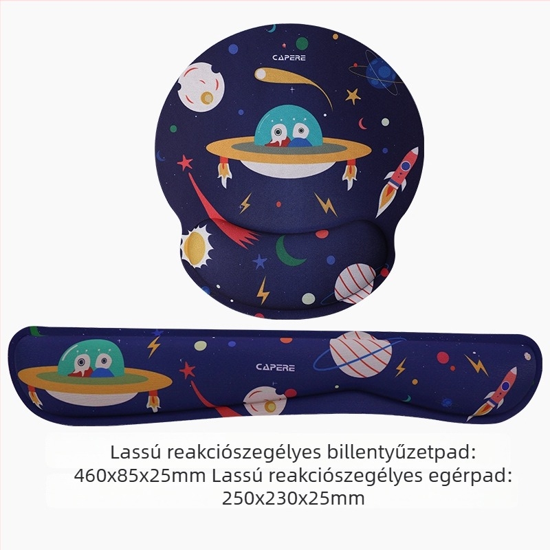 Ergonomikus csuklótámasz készlet egérhez és billentyűzethez — textil borítás, memóriahab lassú visszaalakulású, gumitalp, testreszabható logó