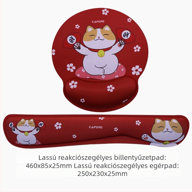 Ergonomikus csuklótámasz készlet egérhez és billentyűzethez — textil borítás, memóriahab lassú visszaalakulású, gumitalp, testreszabható logó