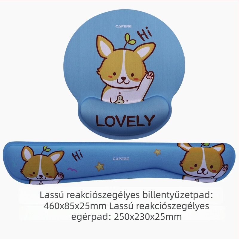 Ergonomikus csuklótámasz készlet egérhez és billentyűzethez — textil borítás, memóriahab lassú visszaalakulású, gumitalp, testreszabható logó