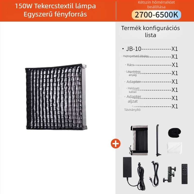 JB10 professzionális fotózási fény, 150W, 2700K, állítható fényerő, 220V