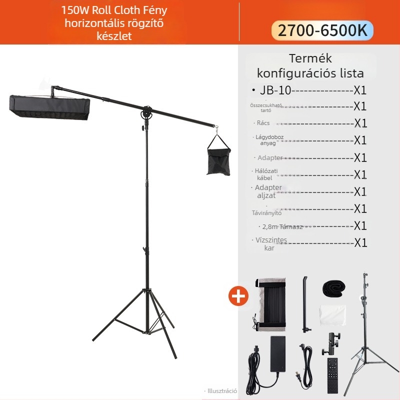 JB10 professzionális fotózási fény, 150W, 2700K, állítható fényerő, 220V