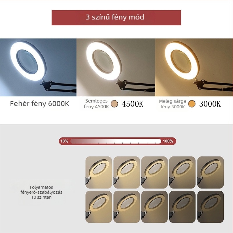 Asztali nagyító világítással, 20x, kézi modell gravírozáshoz és elektronikai javításhoz.