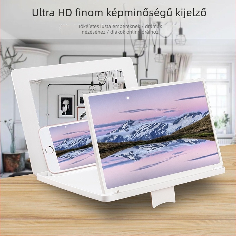 Összecsukható telefonképernyő nagyító – 12 hüvelyk, 3D szemvédelem, kékfény elleni, asztali tartó