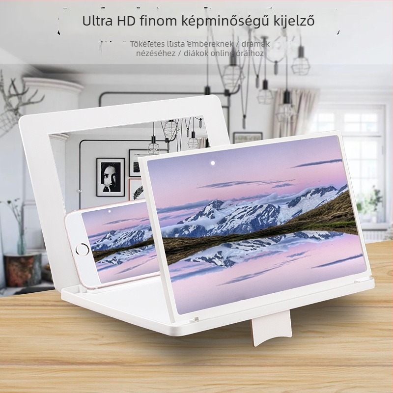 Összecsukható telefonképernyő nagyító – 12 hüvelyk, 3D szemvédelem, kékfény elleni, asztali tartó