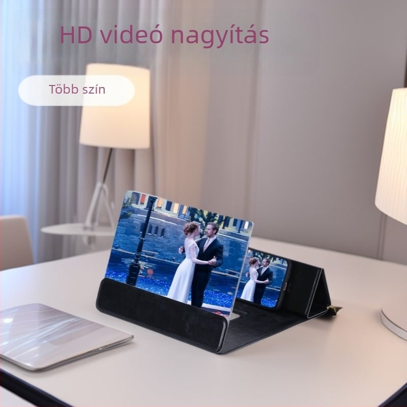 12 hüvelykes telefonképernyő nagyító, 3D HD videó, univerzális összecsukható állvány tabletához