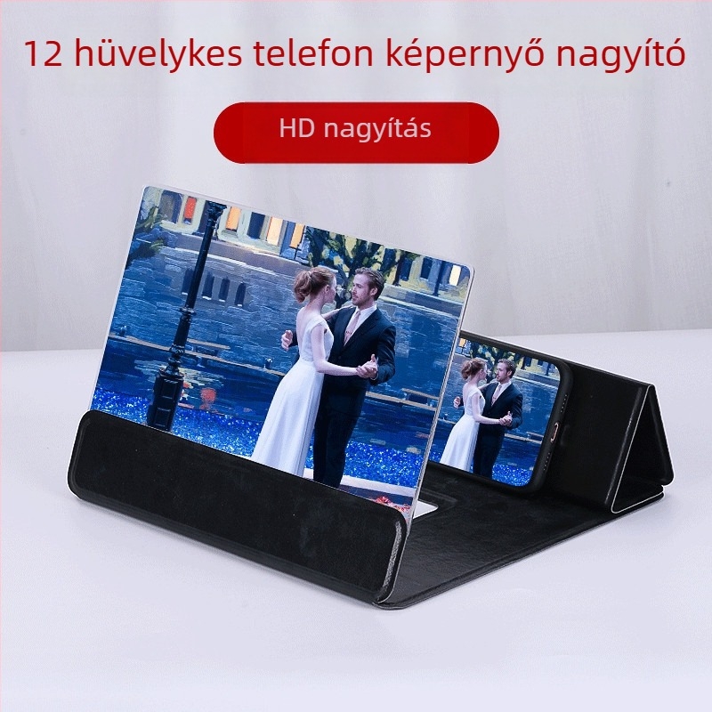 12 hüvelykes telefonképernyő nagyító, 3D HD videó, univerzális összecsukható állvány tabletához
