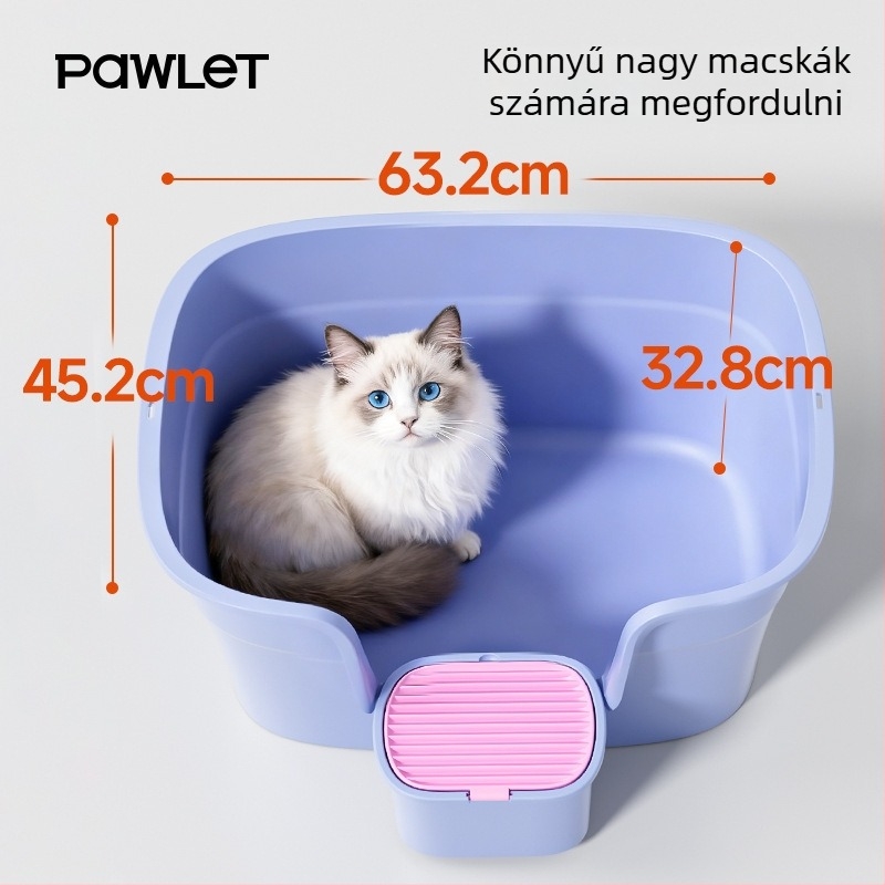 PAWLET Macskaalomtálca, Félig zárt dizájn, Nagy kapacitás, PP anyag, Minden macskának