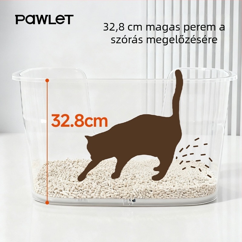 PAWLET Macskaalomtálca, Félig zárt dizájn, Nagy kapacitás, PP anyag, Minden macskának