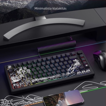Mechanikus billentyűzethez készült keycap készlet — oldalról gravírozott Ukiyo-e dizájn, PBT anyag, 87/98/108 gombos kompatibilitás