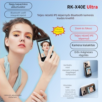 Vezeték nélküli selfie-képernyő tükröző adapter mobiltelefonokhoz, 4 colos kijelző, mágneses kijelző és hátsó kamera