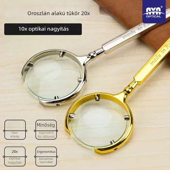Antik stílusú teljesen fémből készült kézi nagyító, 20x nagyítás, rozsdamentes acél