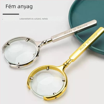 Antik stílusú teljesen fémből készült kézi nagyító, 20x nagyítás, rozsdamentes acél