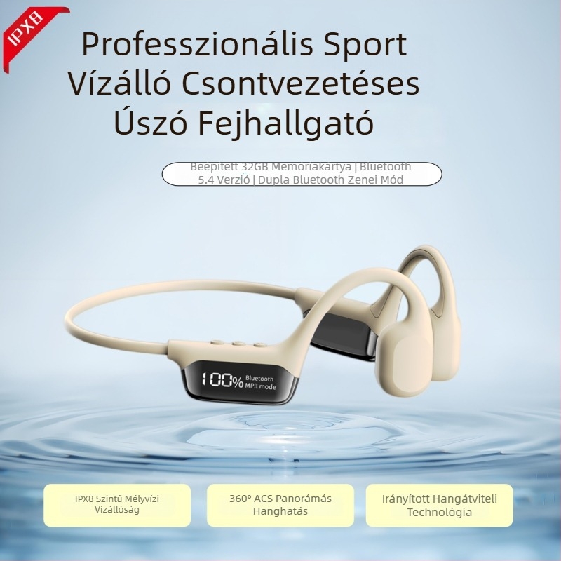 S10 csontvezetéses úszó fejhallgató, Bluetooth vezeték nélküli sport fejhallgató digitális kijelzővel, 32 GB memória