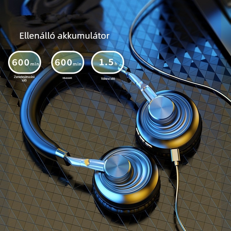 Fejhallgató Bluetooth szubwooferrel - vezeték nélküli fejhallgató játékhoz és hívásokhoz, Bluetooth 5.3, 10 m hatótávolság, fejre szerelhető, sztereó, >8 óra üzemidő