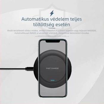 Vezeték nélküli töltő 15W, Qi gyorstöltés, Qi protokoll, Kimenet 1.67A, Testreszabás támogatott