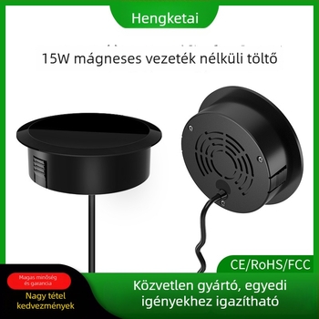 Beágyazott mágneses vezeték nélküli töltő 15W iPhone és Android készülékekhez, QC3.0, 3A, gyors töltés