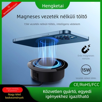 Beágyazott mágneses vezeték nélküli töltő 15W iPhone és Android készülékekhez, QC3.0, 3A, gyors töltés