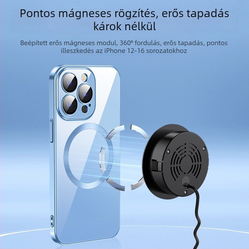 Beágyazott mágneses vezeték nélküli töltő 15W iPhone és Android készülékekhez, QC3.0, 3A, gyors töltés