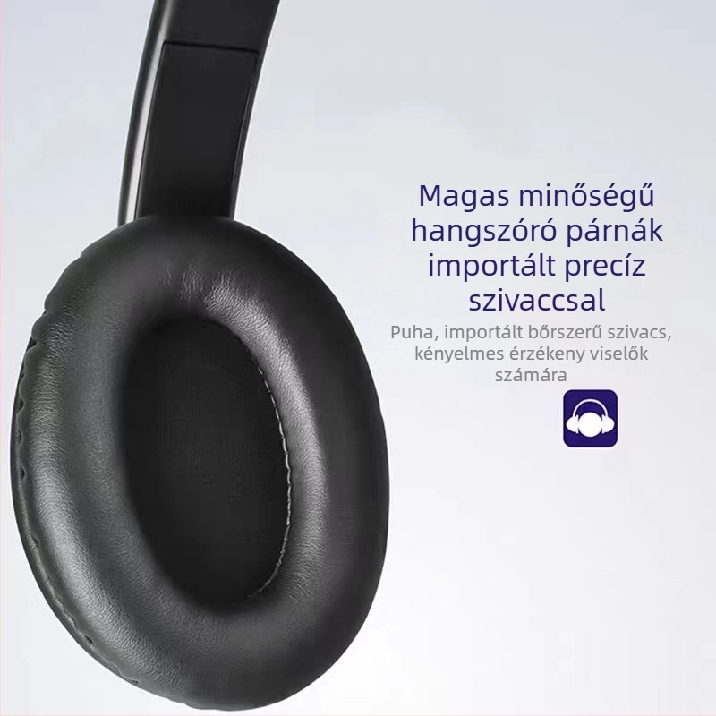 Vezetékes fejhallgató mikrofonnal, 3,5 mm-es csatlakozóval, 1,5 m kábellel, fejpántos kivitel, telefonhívásokhoz és online tanuláshoz