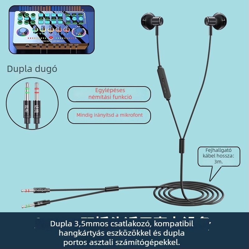 Warstown SK Series vezetékes fülhallgató, fém burkolat, nyak-stílusú dizájn, fél-in-ear, 3,5 mm jack, 32 Ω, 20–20000 Hz, 2–3 m kábel