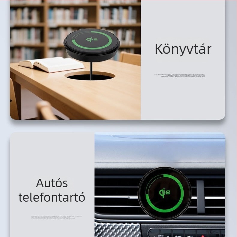Qi2 tanúsított asztali vezeték nélküli töltő rejtett kialakítással - 15W USB-PD, gyors töltés, mágneses igazítás