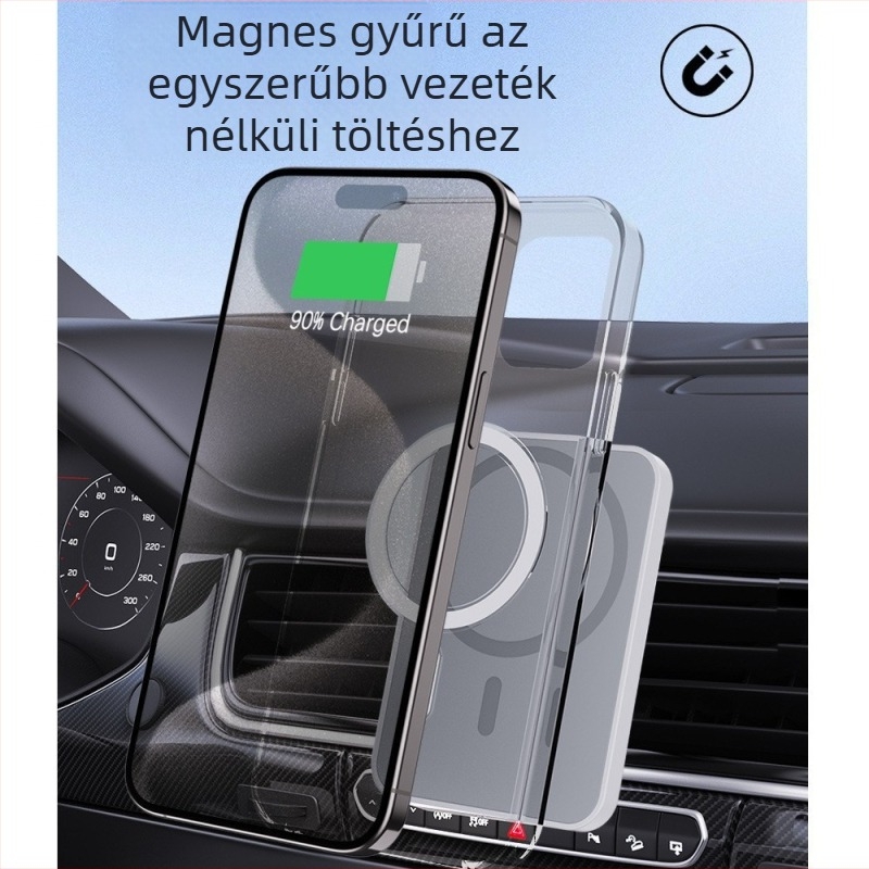 Autóba szerelhető MagSafe mágneses vezeték nélküli telefon-tartó – PD gyors töltés 15W-ig (járműbe szerelhető)