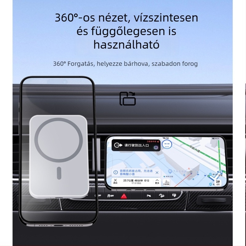 Autóba szerelhető MagSafe mágneses vezeték nélküli telefon-tartó – PD gyors töltés 15W-ig (járműbe szerelhető)