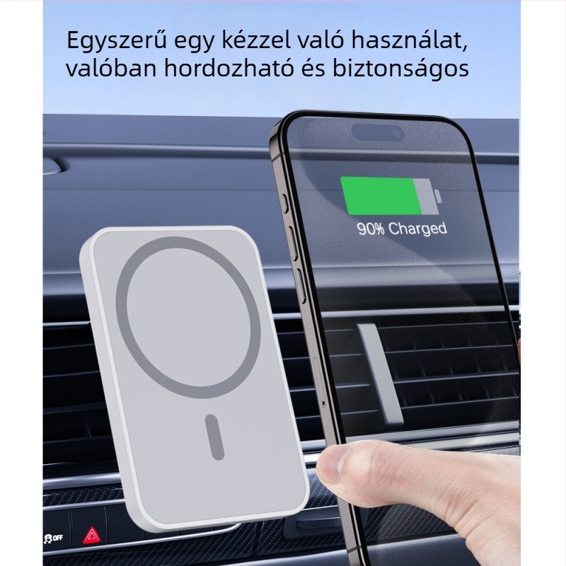 Autóba szerelhető MagSafe mágneses vezeték nélküli telefon-tartó – PD gyors töltés 15W-ig (járműbe szerelhető)