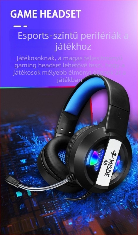 PC játékfejhallgató – vezetékes, mikrofon, közvetlen csatlakozás, esport stílus