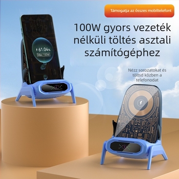 Vezeték nélküli töltő asztali telefon-tartóhoz, mágneses töltés akár 100W-ig, vízszintes/függőleges automatikus észlelés, QC3.0, 2-5A
