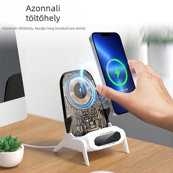Vezeték nélküli töltő asztali telefon-tartóhoz, mágneses töltés akár 100W-ig, vízszintes/függőleges automatikus észlelés, QC3.0, 2-5A