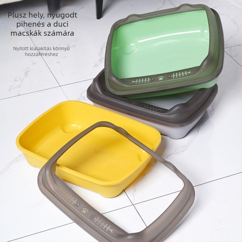 Macskaalomtál magas fallal, félig zárt kialakítás, anti-fröcskölés, vastagított PP anyag (Sailing)