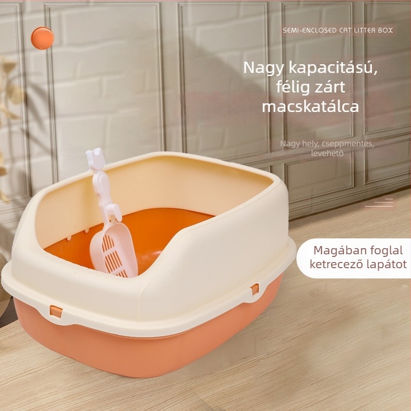 Macskaalom-tál fél-zárt, anti-spill, lapáttal, PP