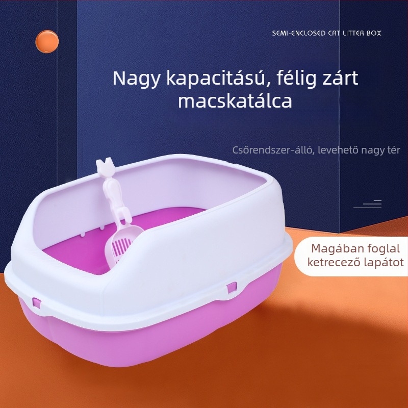 Macskaalom-tál fél-zárt, anti-spill, lapáttal, PP