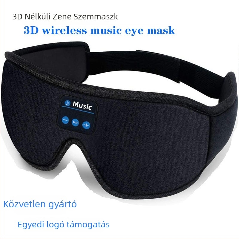 3D szemmaszk Bluetooth 5.0-os vezeték nélküli fejhallgatóval - fejre illeszthető, sztereó hang, 10 m hatótáv, üzemidő 8+ óra