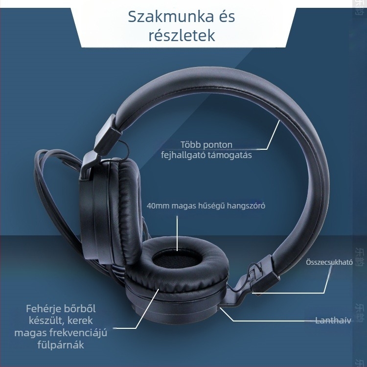 GS-778 Vezetékes fejhallgató számítógéphez – 3,5 mm csatlakozó, zene monitorozás