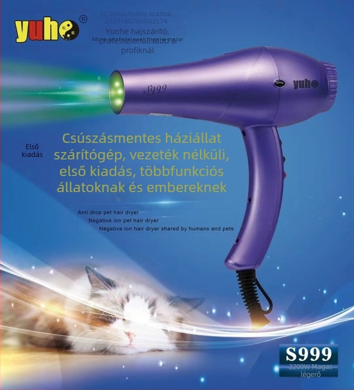 Háziállat-szárító, modell 898, 2000W+, AC motor, 220V, túlmelegedés elleni védelem