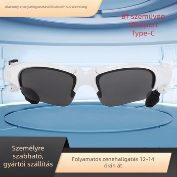 MP3‑támogató Bluetooth szemüveg polarizált lencsékkel, vezeték nélküli sportos zenei headset, fejre szerelhető, 10 m hatótáv, Bluetooth 5.0, 4–8 h akkumulátor