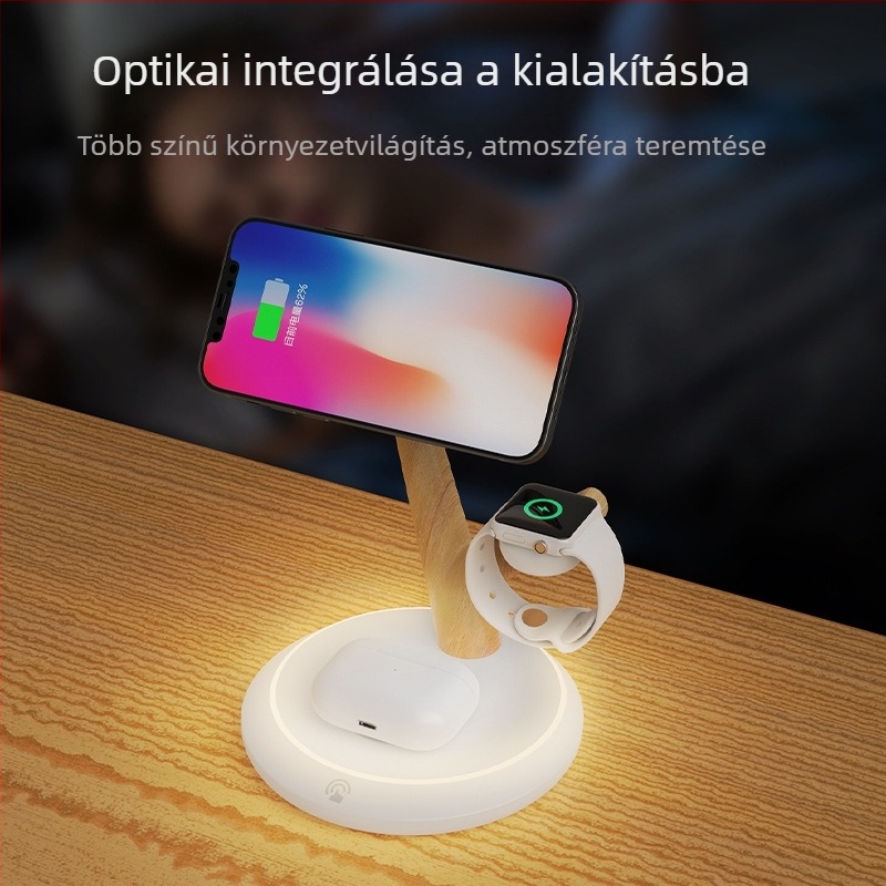 15W mágneses vezeték nélküli töltő, 3 az 1-ben, többfunkciós gyors töltés