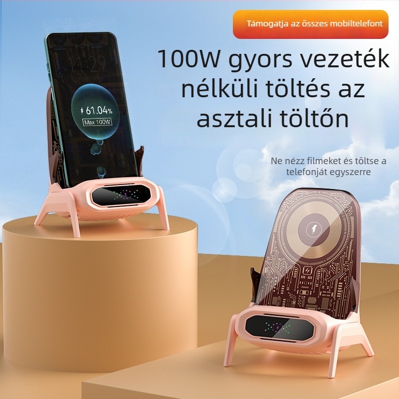 Vezeték nélküli asztali töltő 100W-ig, QC 3.0, mágneses töltés nélkül, kompatibilis asztali tartóval, automatikus érzékelés