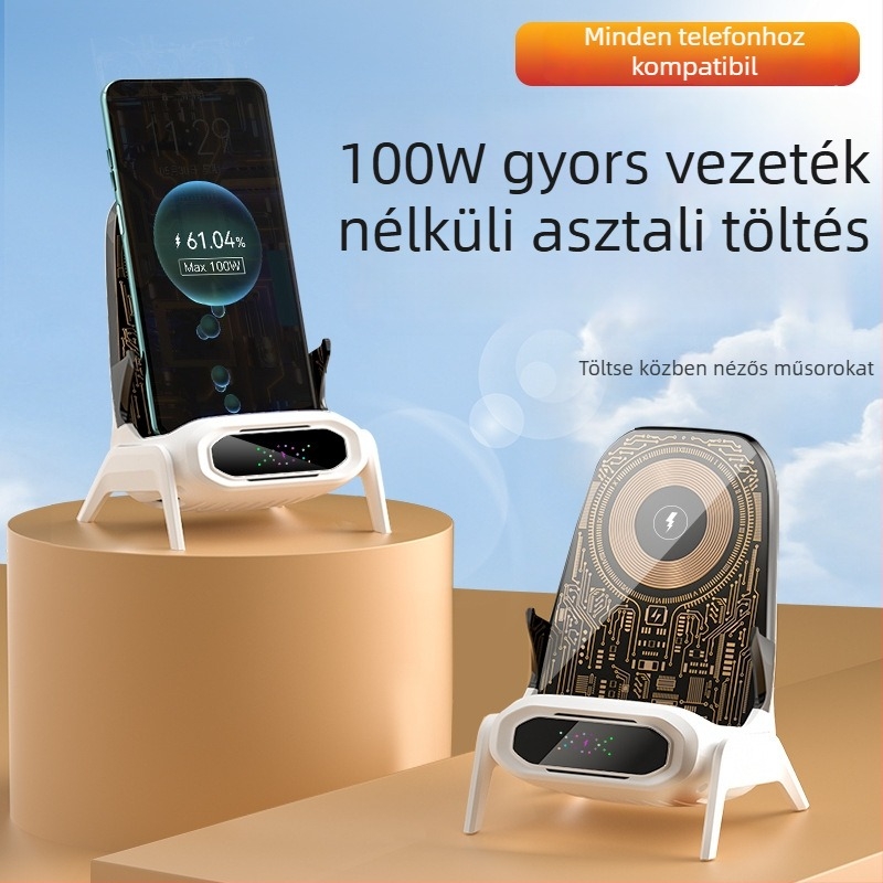 Vezeték nélküli asztali töltő 100W-ig, QC 3.0, mágneses töltés nélkül, kompatibilis asztali tartóval, automatikus érzékelés