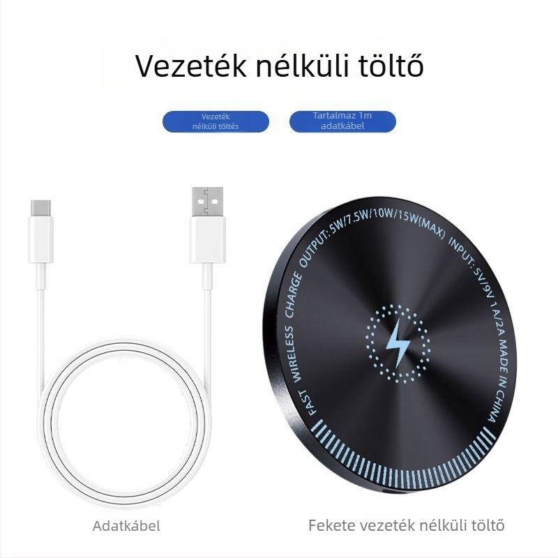 15W vezeték nélküli töltő, gyors töltés QC 3.0, 2A kimenet, asztali tartó digitális kijelzővel