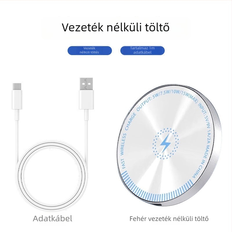 15W vezeték nélküli töltő, gyors töltés QC 3.0, 2A kimenet, asztali tartó digitális kijelzővel