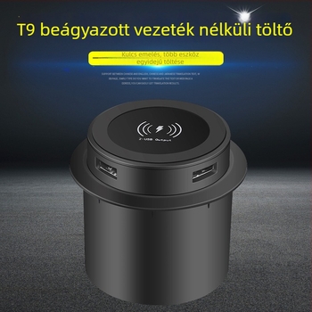 T9 Beépített Bútor Vezeték nélküli Töltő - 15W Qi, USB Többfunkciós