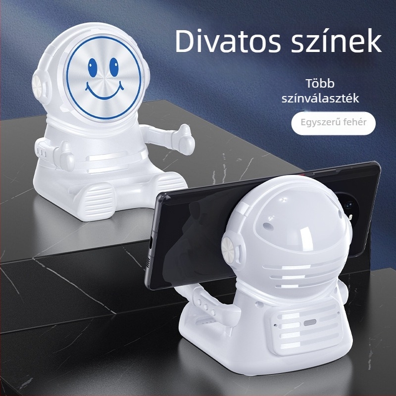 Mágneses igazítású vezeték nélküli töltő, 15W gyors töltés, asztali függőleges telefon-tartó, mosolygó űrhajós dizájn