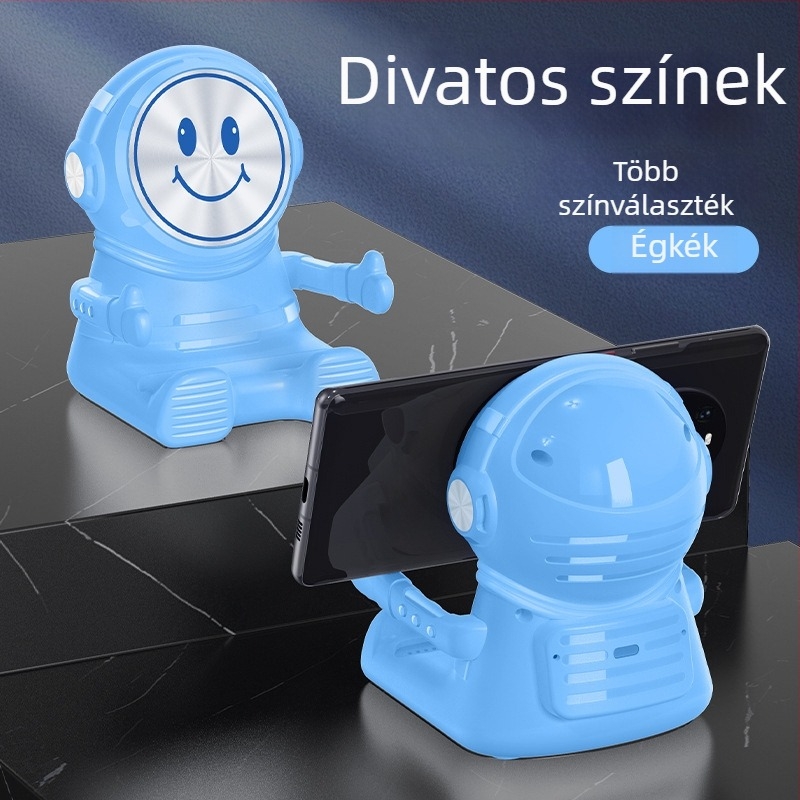 Mágneses igazítású vezeték nélküli töltő, 15W gyors töltés, asztali függőleges telefon-tartó, mosolygó űrhajós dizájn