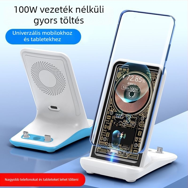 100W-os univerzális töltőállvány telefonokhoz és táblagépekhez, vezeték nélküli töltés, gyors töltés, QC4.0