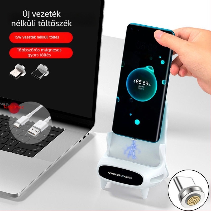 100W-os univerzális töltőállvány telefonokhoz és táblagépekhez, vezeték nélküli töltés, gyors töltés, QC4.0