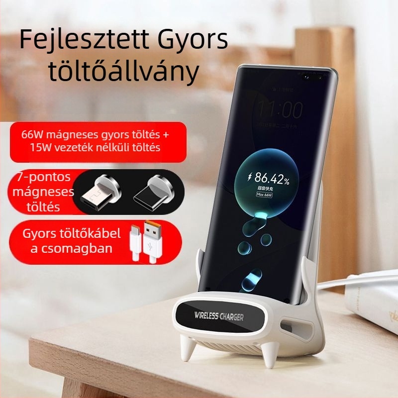 100W-os univerzális töltőállvány telefonokhoz és táblagépekhez, vezeték nélküli töltés, gyors töltés, QC4.0